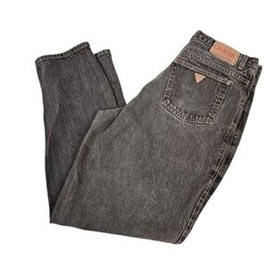 Vintage Guess Stonewashed Black‎ Denim Barrel Jeans Size 38x34 Men's B58